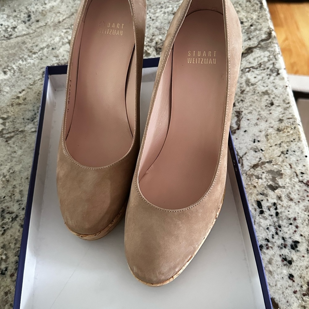 NEW Stuart Weitzman Corkswoon wedges - tan nubuck (NWB)
